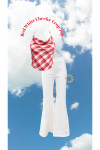 RED & WHITE CHECKERED COWL NECK TOP